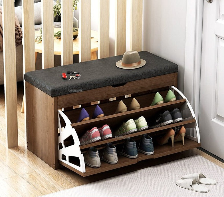 Shoe Cabinet Nordic Wood Door Shoe Changing Stool Modern Shoe Cabinets