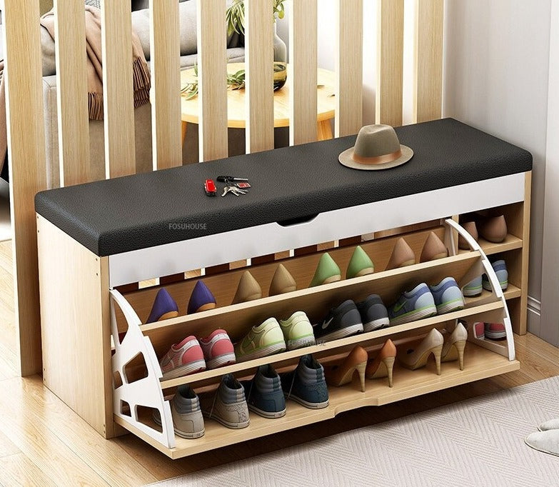 Shoe Cabinet Nordic Wood Door Shoe Changing Stool Modern Shoe Cabinets