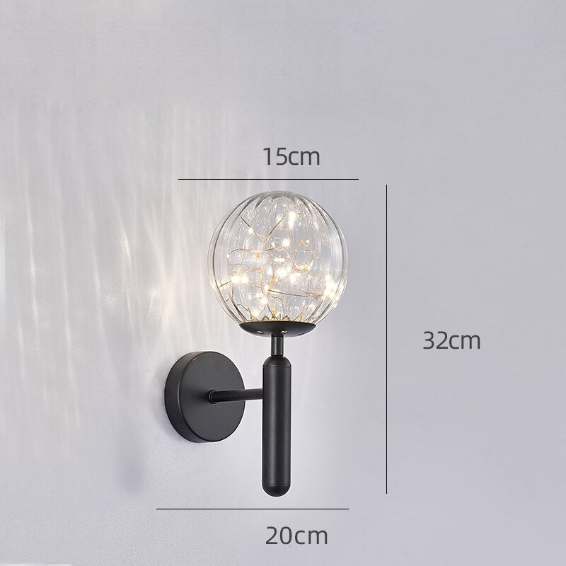 Wall Lamps Personalized Warm Color Bedside Copper Ball Glass Wall Lights