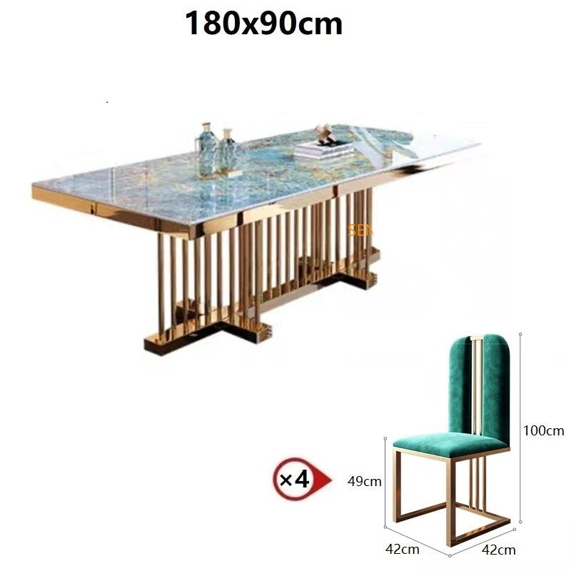 Dining Table Set Luxury Esstisch-Sets Marble Golden Frame Tables Sets