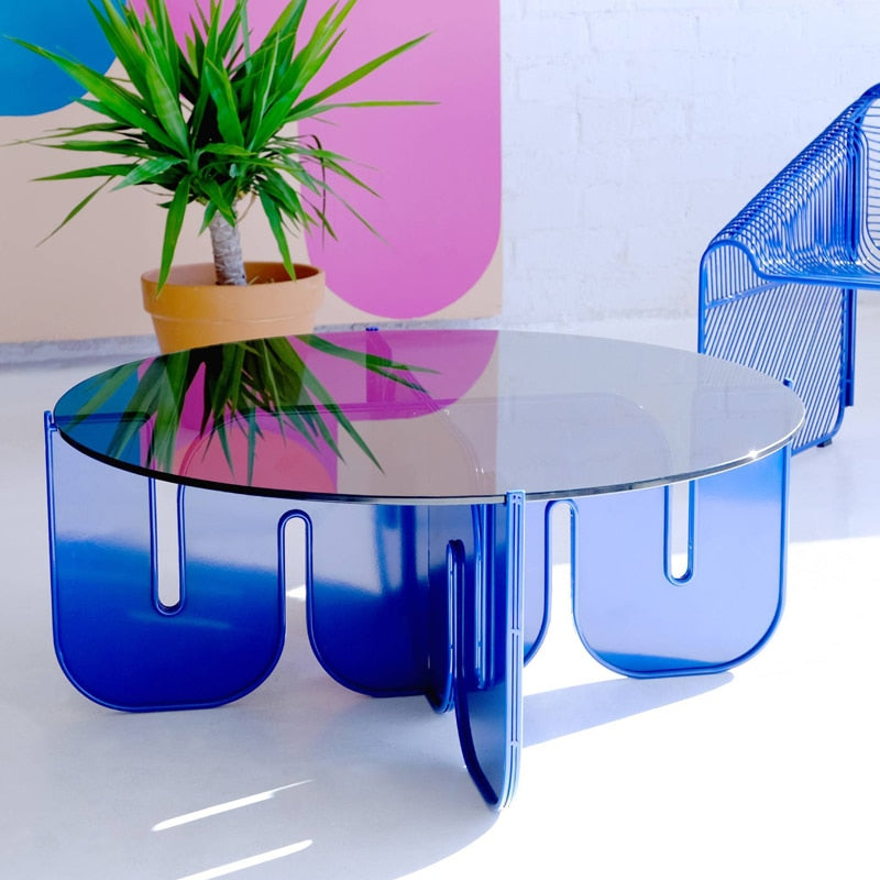 Coffee Table Creative Iridescent Acrylic Luxury Tisch Ghost Glass Couchtisch Round Tables