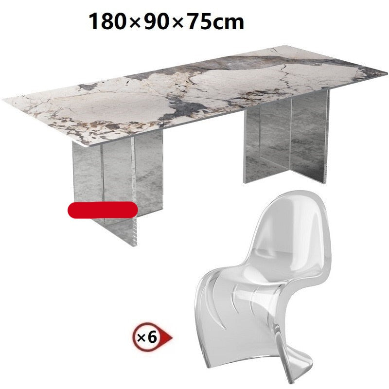 Dining Table Sets Rock Slab Esstisch Set Acrylic Floating Ghost Dinner Tables Sets