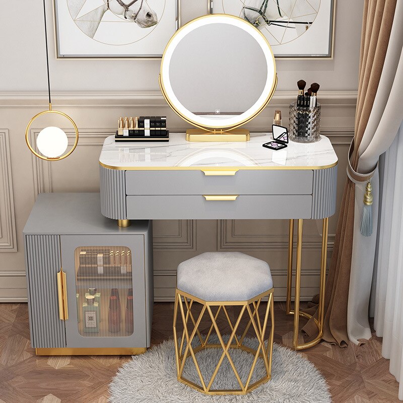 Dressing Table Set Light Luxury Dressing Table Slate Schminktisch-Set Storage Cabinets