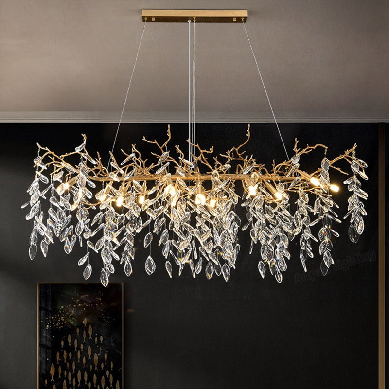 Chandelier Metal Hanging Lamp Hall Art Gold Nordic Crystal Lights Chandeliers 