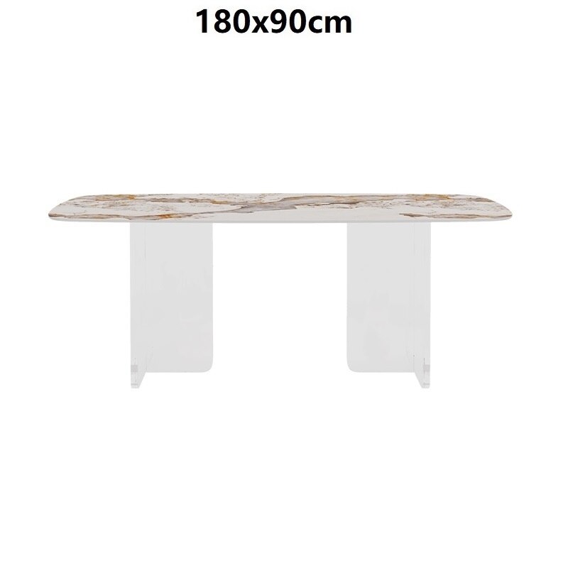 Dining Tables Sets Luxury Rock Slab Esstisch-Set Stainless Steel Golden Frame Faux Marble Top Tabels