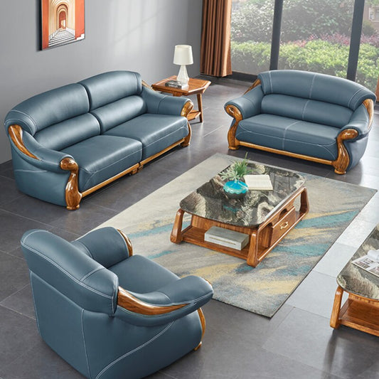 Sofa Set Head Layer Cowhide High-End Combination Sofagarnituren Solid Wood Leather Sofas