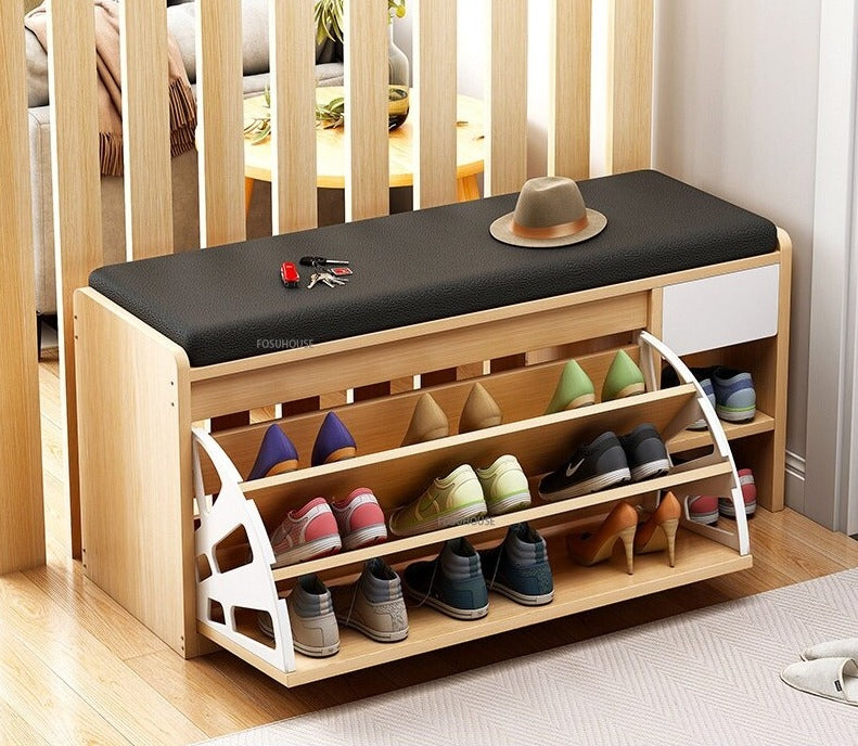 Shoe Cabinet Nordic Wood Door Shoe Changing Stool Modern Shoe Cabinets