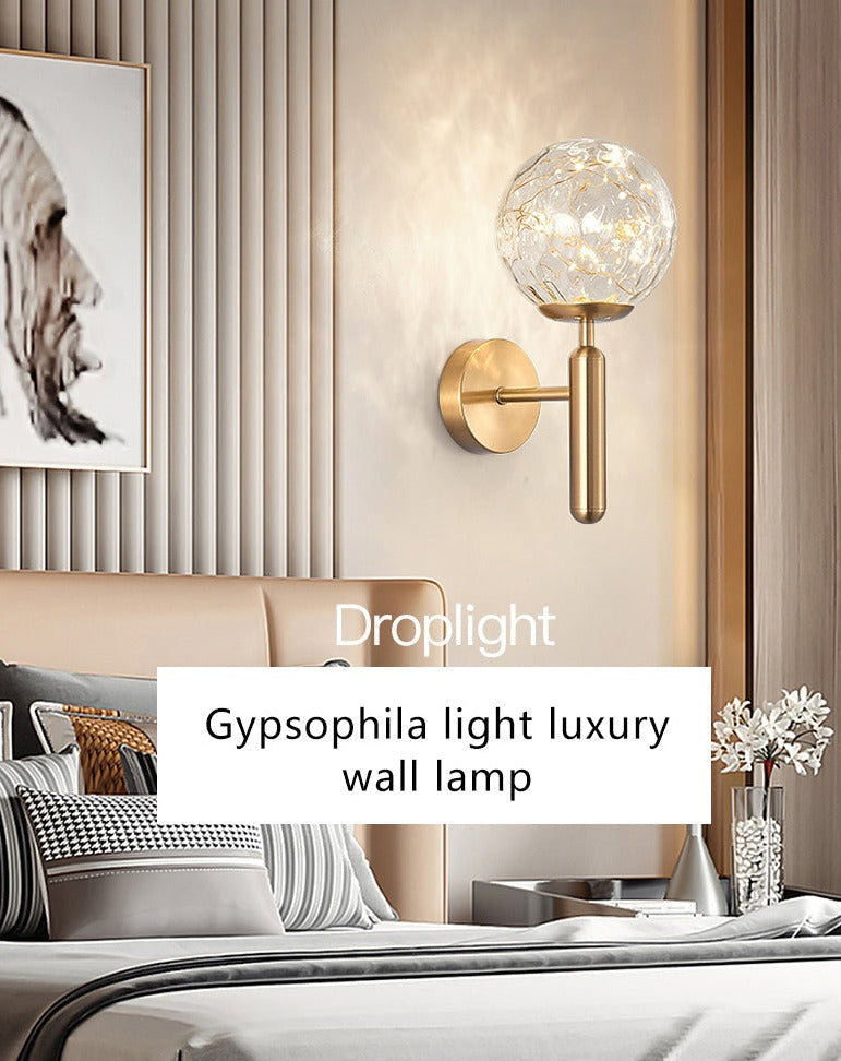 Wall Lamps Personalized Warm Color Bedside Copper Ball Glass Wall Lights