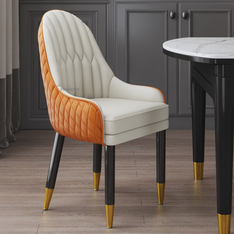 Dining Chairs Modern Leather Stühle Home Light Luxury Solid Wood Esszimmerstühle Chair