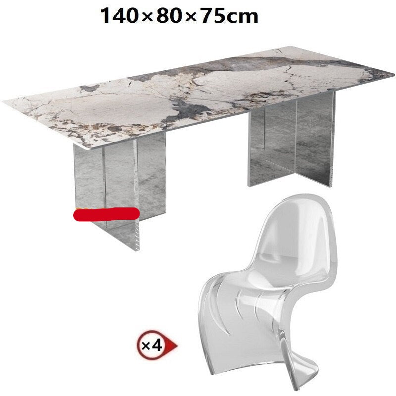 Dining Table Sets Rock Slab Esstisch Set Acrylic Floating Ghost Dinner Tables Sets