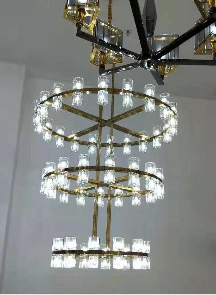 Pendant Light American G4 Led Chandelier Lustre K9 Crystal Gold Round Metal Led Pendant Lights