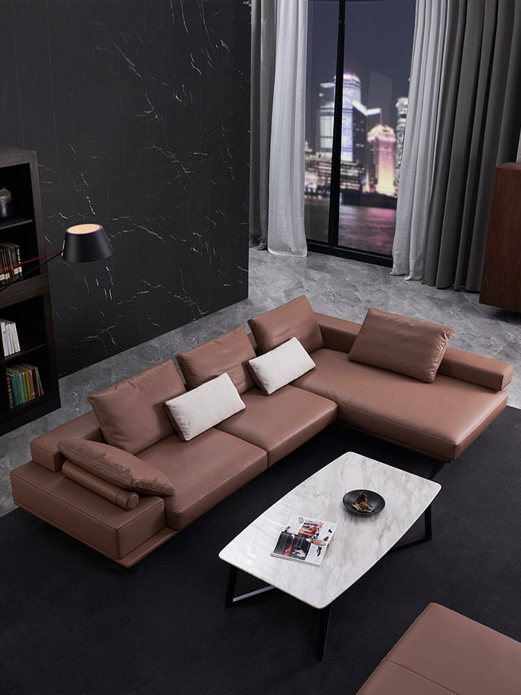 Sofa Italian Minimalist Leather Sofa Simple Modern Living Room Imperial Sofas