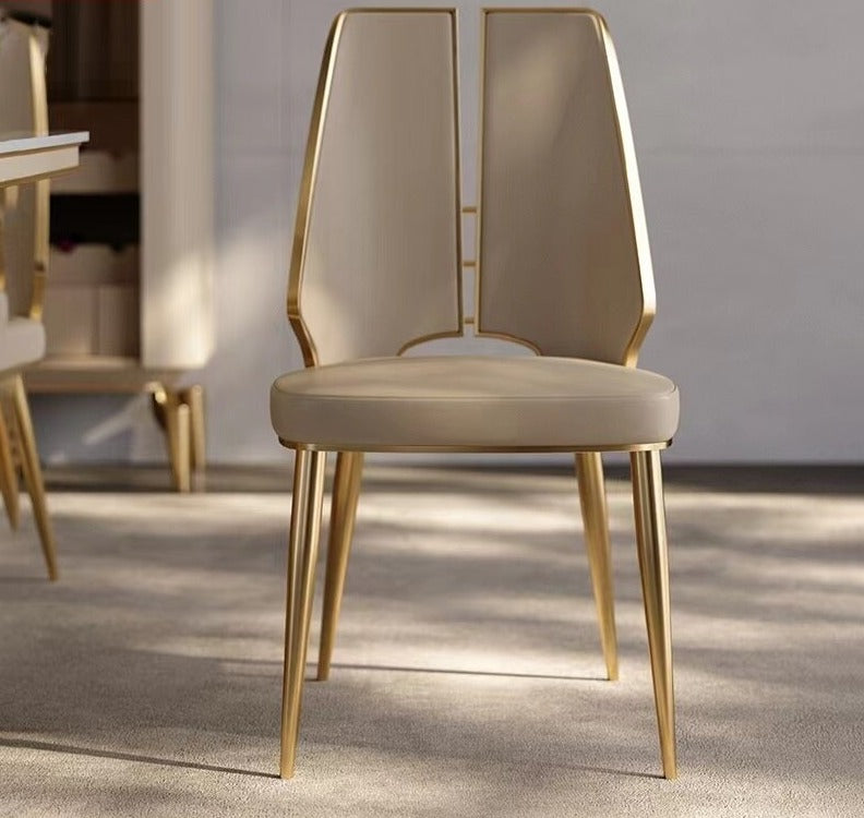 Dining Chairs Sets Luxury Gold Stühle Frame Faux Leather Round Esszimmerstühle Set