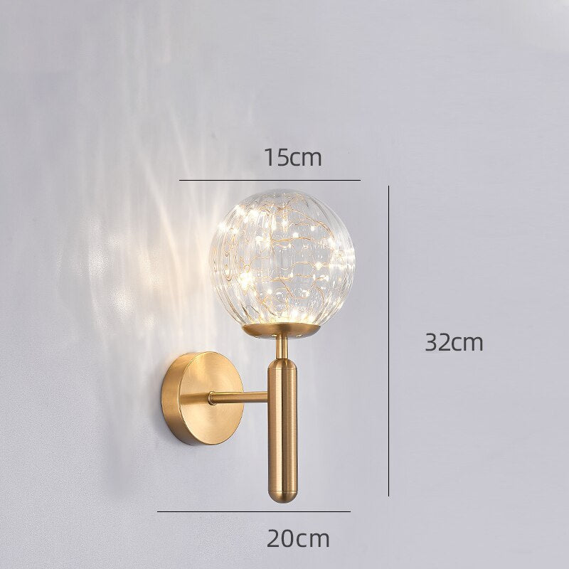 Wall Lamps Personalized Warm Color Bedside Copper Ball Glass Wall Lights