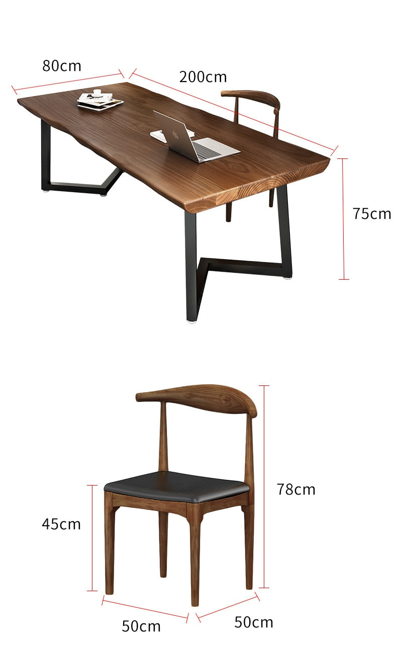 Table American Wood Sets Home Computer Desk Chair Office Furniture