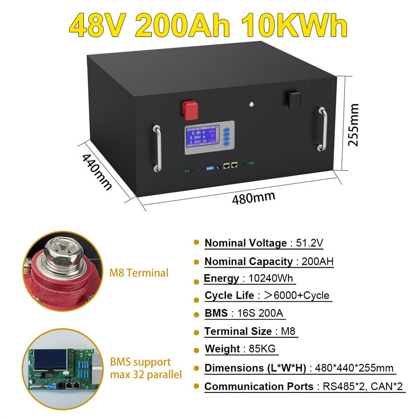 Energy Storage Emergency Power Battery Pack RS485 CAN Communication Energy Storage Energy Storage Emergency Power Battery Pack Capacity 10 Years Lifespan Stromgenerator Packs