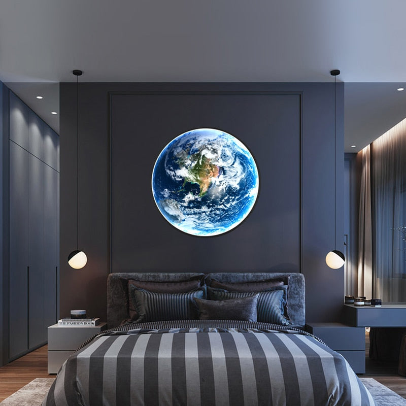 Wall Lamps Creative Universe Moon Earth Background Wall Lights