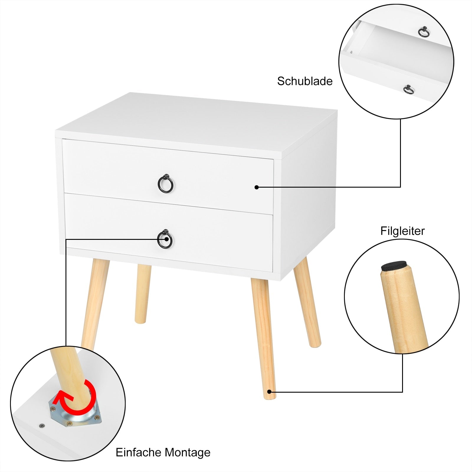 Bedside Cabinet 2 Drawers Nightstands Bedroom Bedside Nachttisch