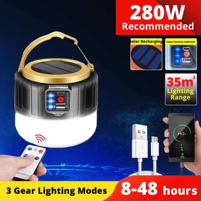 Solar LED Camping USB Rechargeable Bulb Tent Portable Lanterns Emergency Lights