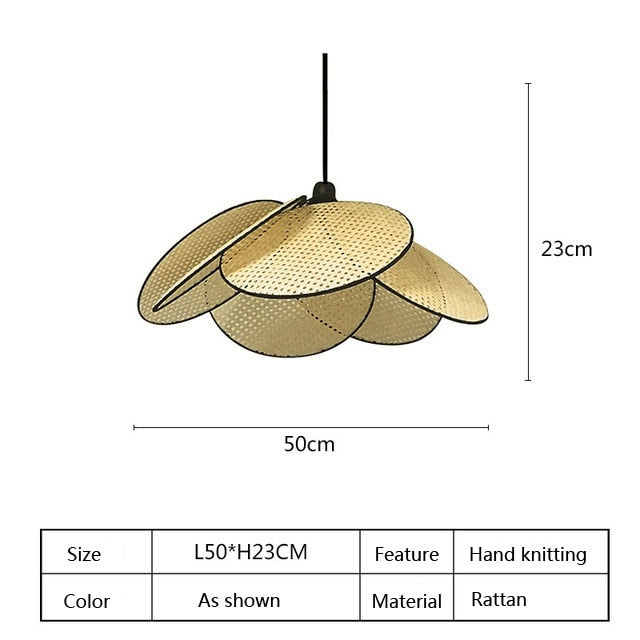 Shades Chandelier Wood Bamboo Lamp Rural Hand Made Rattan Lamp