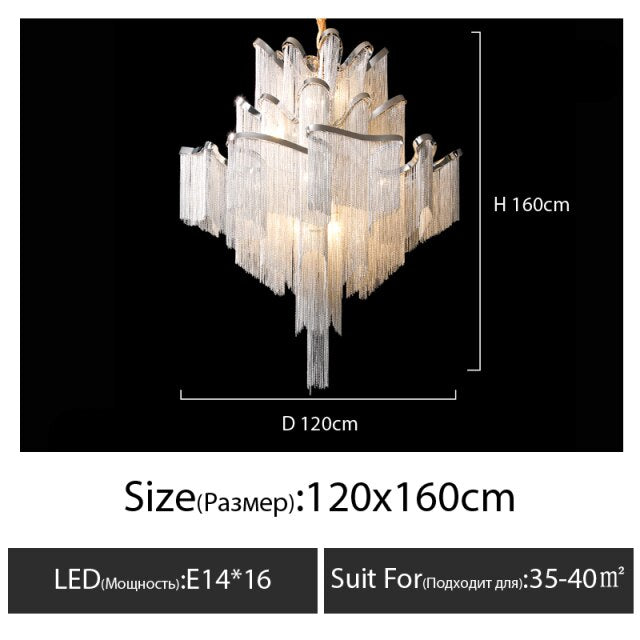 Chandelier LED Post-Modern Tassel//Duplex Building Loft Italian Superior Light 