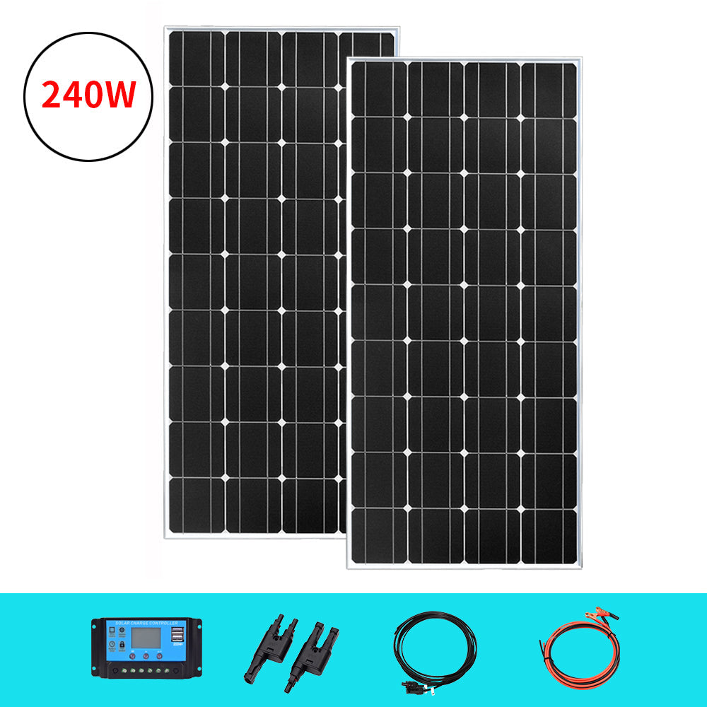 Solar Panel 300 Watt Kit Complete Off-Grid 12V/24V Battery 18 Voltage Cell 150w Charge for Boat Caravan Home Sonnenkollektor