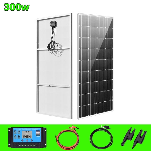 Solar Panel 300 Watt Kit Complete Off-Grid 12V/24V Battery 18 Voltage Cell 150w Charge for Boat Caravan Home Sonnenkollektor