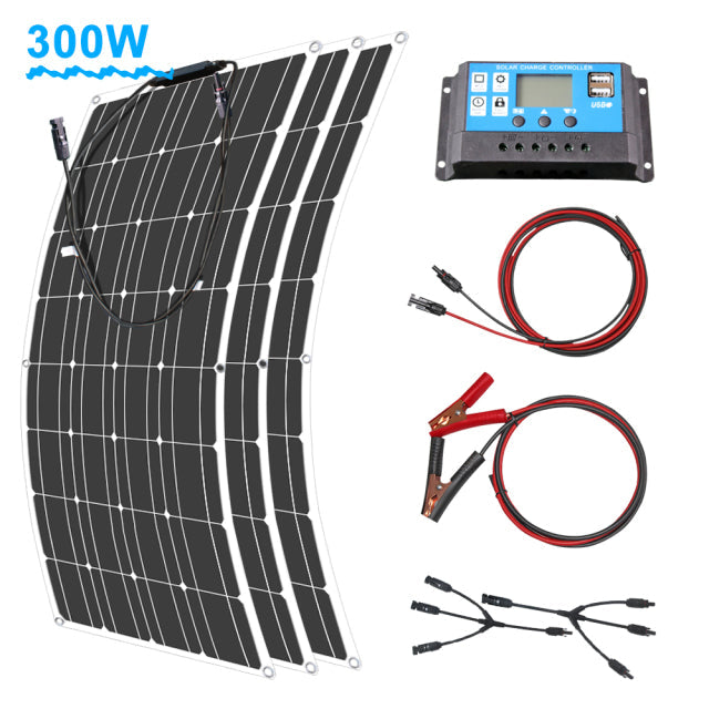 Solar Panel 400W Waterproof Flexible Battery Charger for Caravan RV Home 12V Solar Panel Camping 100W 200W 300W Sonnenkollektor