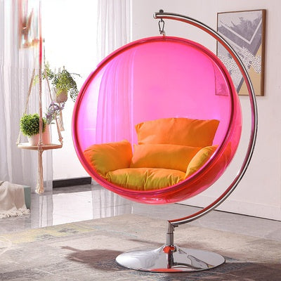 Ghost Chairs Transparent Hanging Chairs Swing Floor Stand Golden Acrylic Bubble Chair With Stand