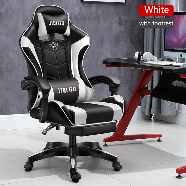 Computer Gaming Chairs with Massage Leather Office Chair RGB Light Gamer Chair