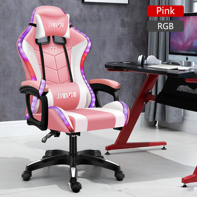 Computer Gaming Chairs with Massage Leather Office Chair RGB Light Gamer Chair