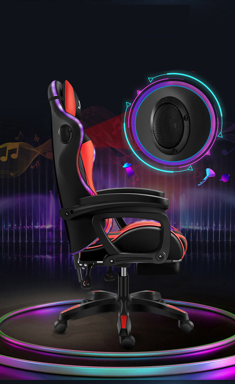 Computer Gaming Chairs with Massage Leather Office Chair RGB Light Gamer Chair