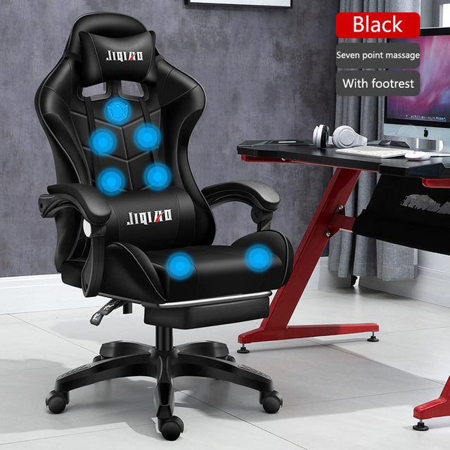 Gaming Chairs WCG Ergonomic Massage Leather Chair RGB Light Computer Chair