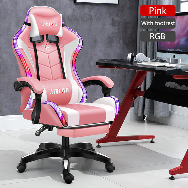 Gaming Chairs WCG Ergonomic Massage Leather Chair RGB Light Computer Chair