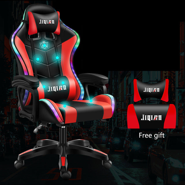 Gaming Chairs WCG Ergonomic Massage Leather Chair RGB Light Computer Chair