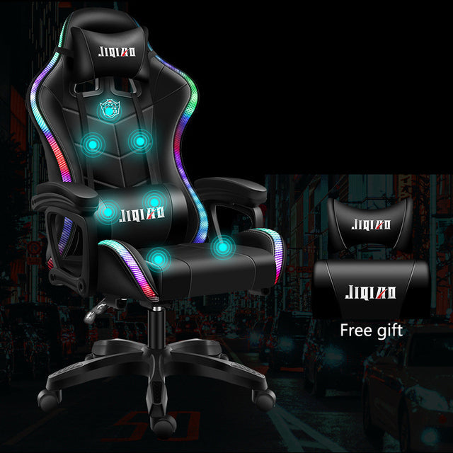 Gaming Chairs WCG Ergonomic Massage Leather Chair RGB Light Computer Chair