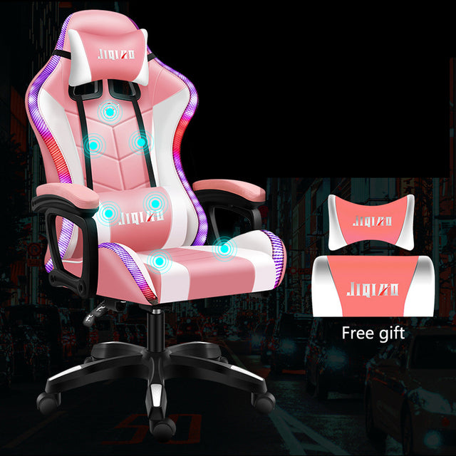 Gaming Chairs WCG Ergonomic Massage Leather Chair RGB Light Computer Chair