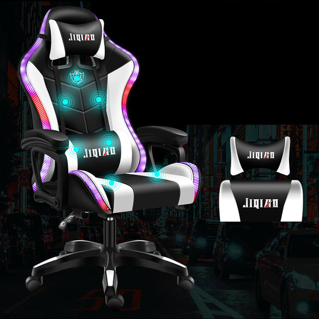 Gaming Chairs WCG Ergonomic Massage Leather Chair RGB Light Computer Chair